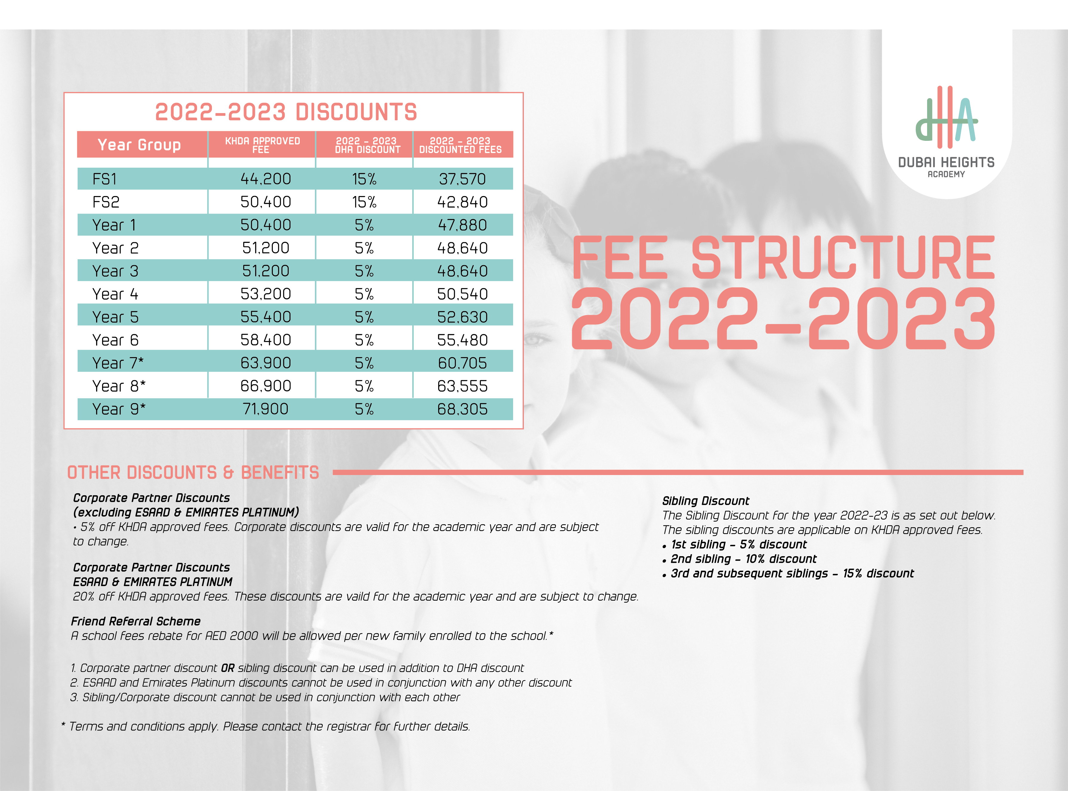 dha school fees